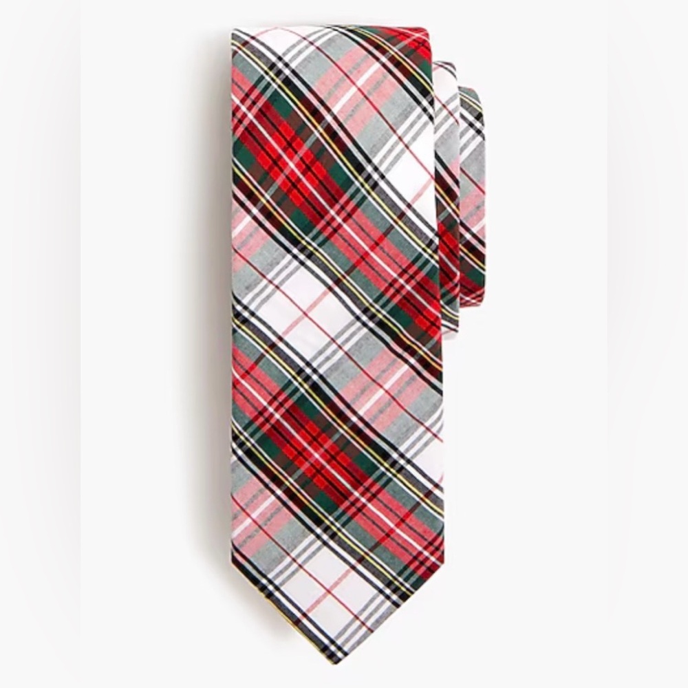 J. CREW MEN’S TARTAN PLAID TIE, Color White Multi, NWT